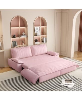 Queen Pull Out Sofa Bed, 3-in-1 Convertible Sleeper, Velvet Loveseat