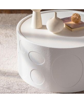 Round Handcrafted Wooden Side Table, Sturdy Pedestal, Living Room Furniture