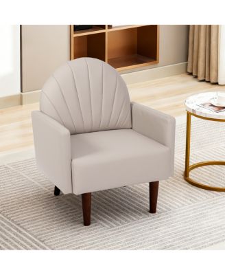 Shell armchair with PU leather and wooden legs