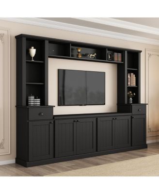 Minimalist Entertainment Wall Unit Set with Bridge for TVs Up to 75"