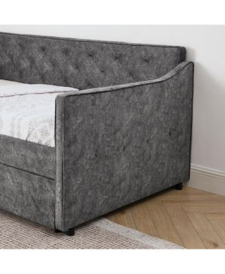 Twin Upholstery DayBed with Pop-up Trundle & USB Charging
