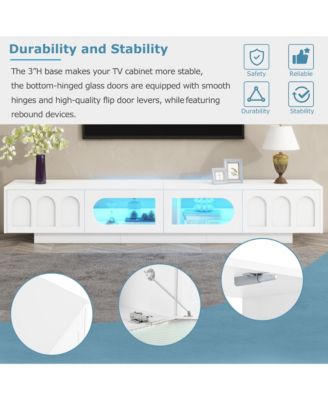 Storage Cabinet TV Stand with Fluted tempered Glass Doors