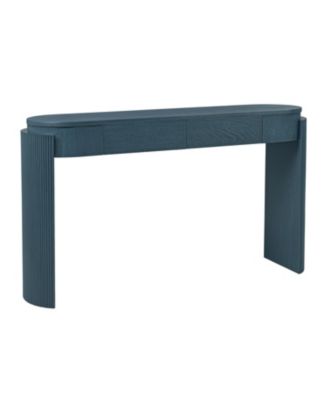 Storage Cabinet Console with Fluted Design, Oval Top and 2 Drawers