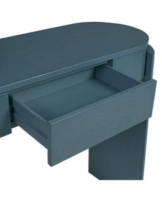 Storage Cabinet Console with Fluted Design, Oval Top and 2 Drawers