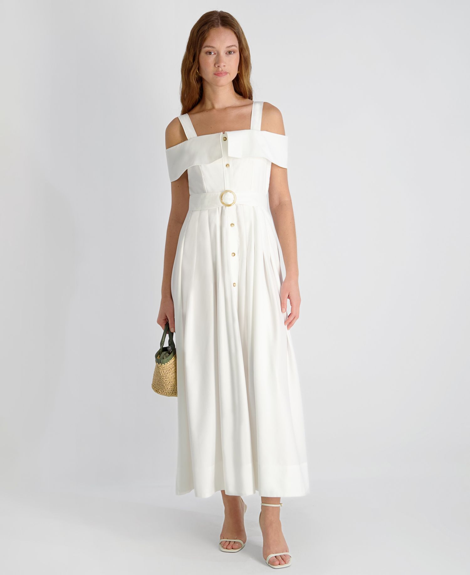 Women's Off-The-Shoulder Midi Shirtdress
