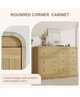 46''Wide Rattan Dresser,6 Drawer Dresser for Bedroom,Dressers & Chests of Drawers