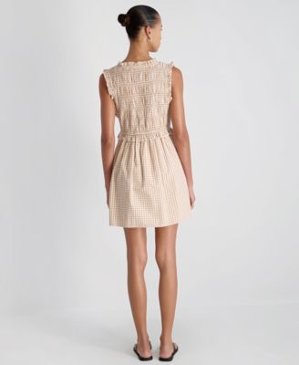 Women's Gingham Pattern Smocked Mini Dress