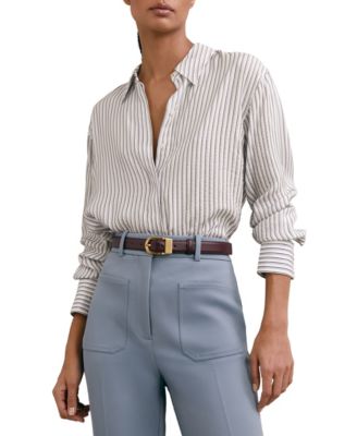 Women's Stripe Concealed-Placket Shirt