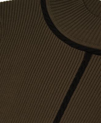 Women's Contrast-Stitch Knitted Midi Dress