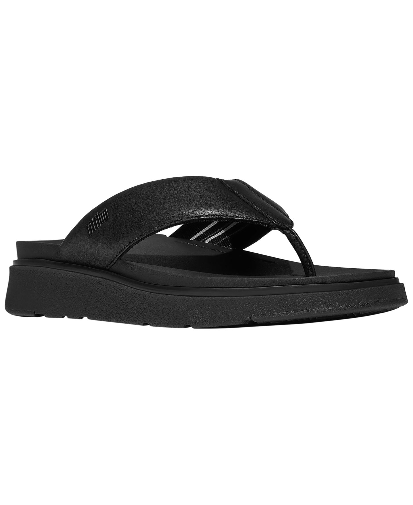 Мужские сандалии FitFlop Round Toe Flip-Flop, цвет: Чёрный — фото 1