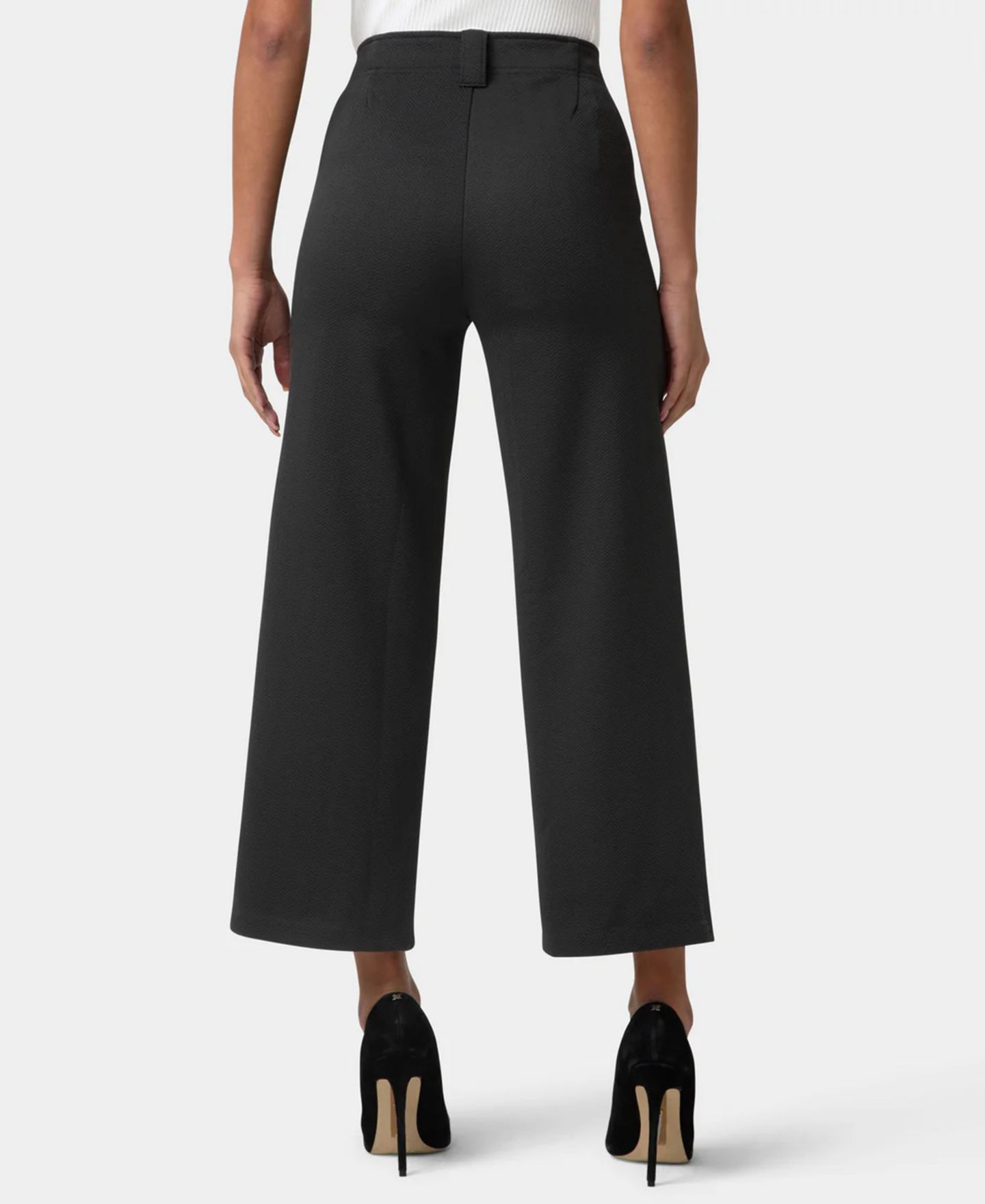 Женские брюки Hue Textured Cropped Wide-Leg Pant, цвет: Чёрный — фото 4