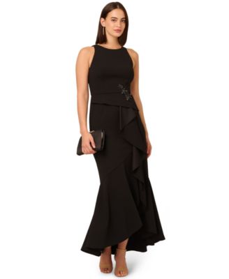 Women's Cascading-Ruffle Crepe Gown