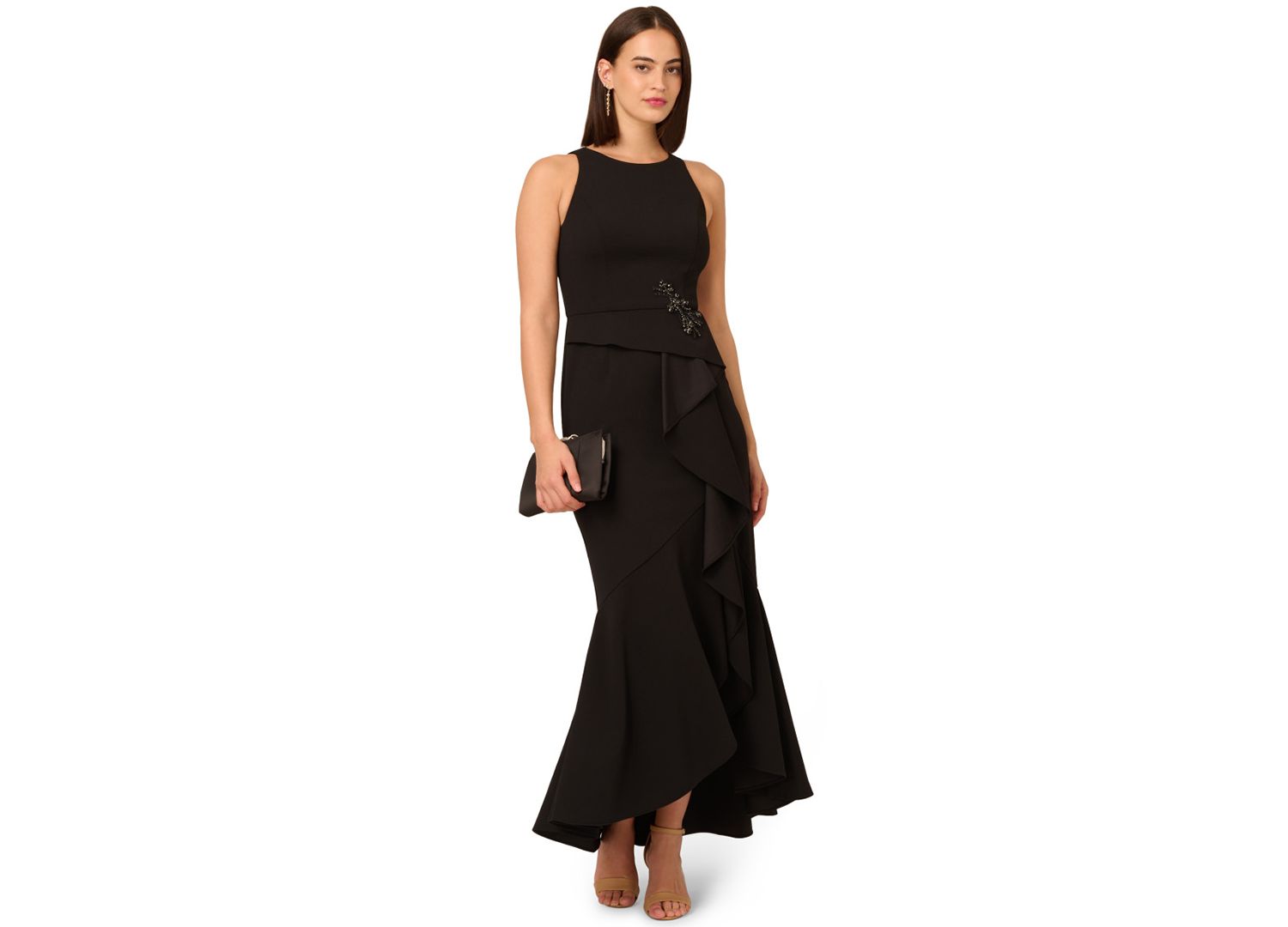 Women's Cascading-Ruffle Crepe Gown