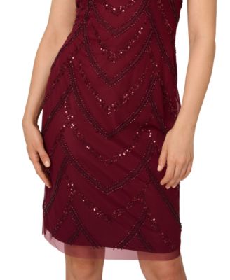 Women's Beaded Cap-Sleeve Sheath Dress