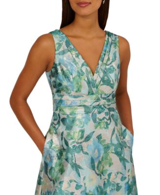 Women's Floral Jacquard Midi Dress