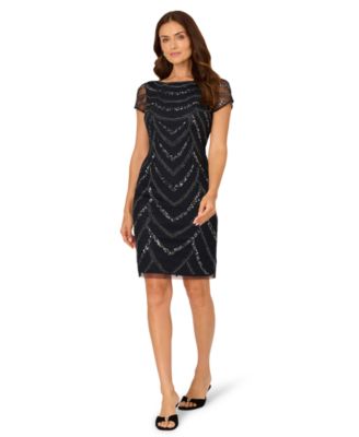 Women's Beaded Cap-Sleeve Sheath Dress