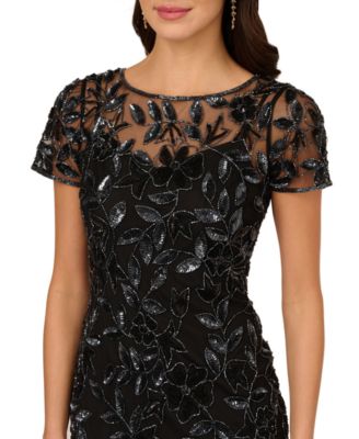 Adrianna Papel Women's Floral-Beaded Gown