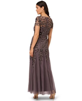 Adrianna Papel Women's Floral-Beaded Gown