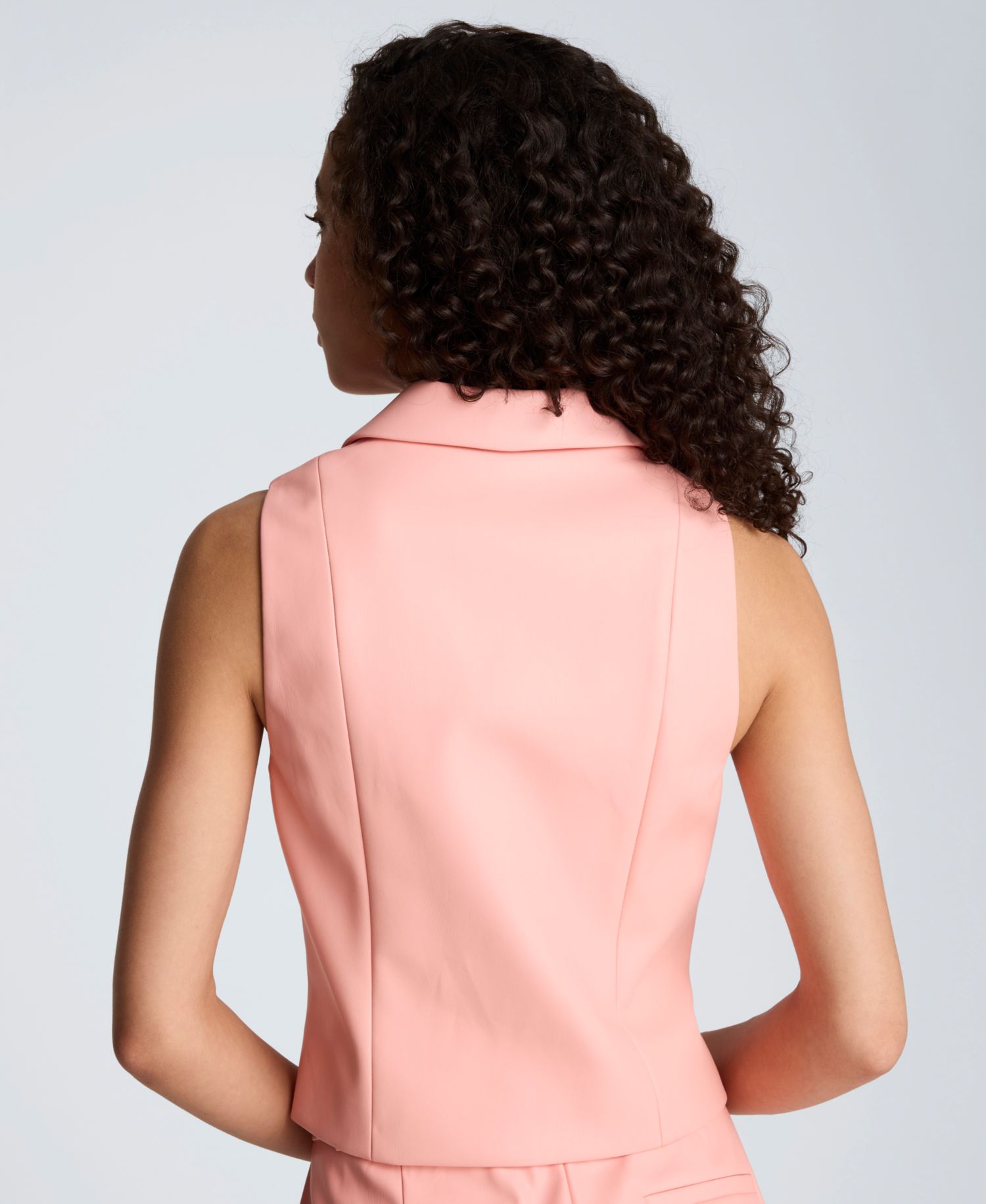 Women's Fitted One-Button Faux Leather Vest