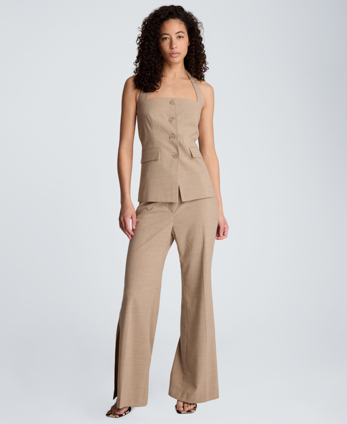 Kenneth Cole Women's Four-Button Halter Neck Vest