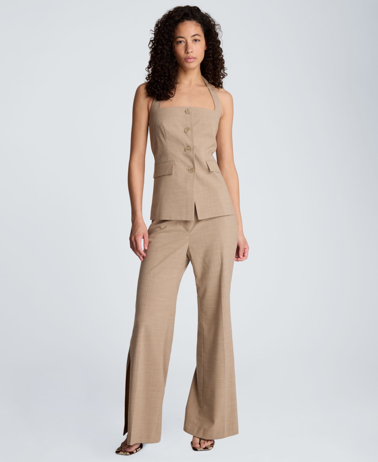 Women's Four-Button Halter Neck Vest