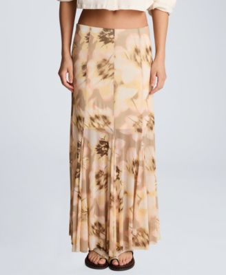 Women's Pull-On Godet Printed Maxi Skirt