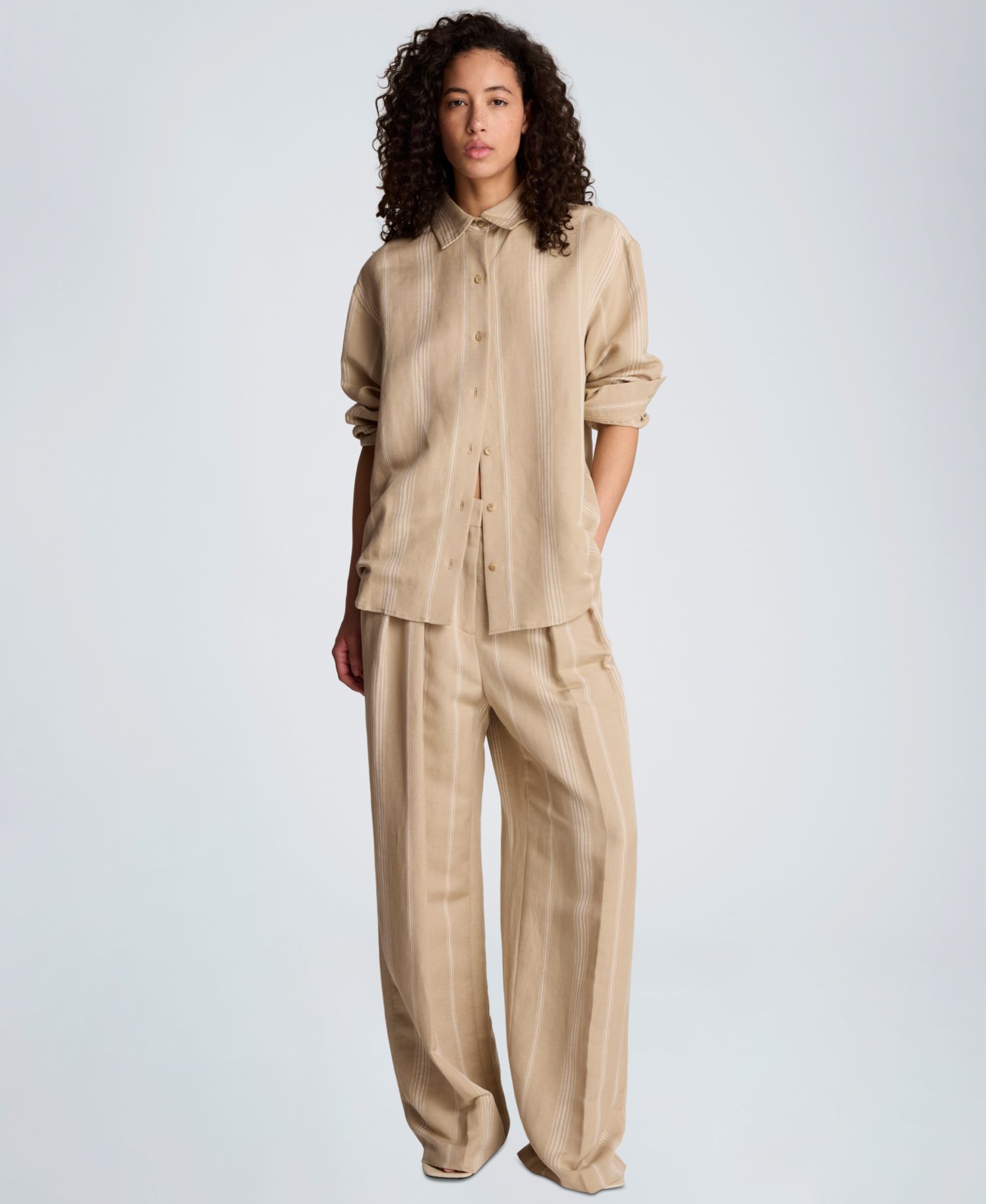 Women's Drop Shoulder Linen Boyfriend Shirt