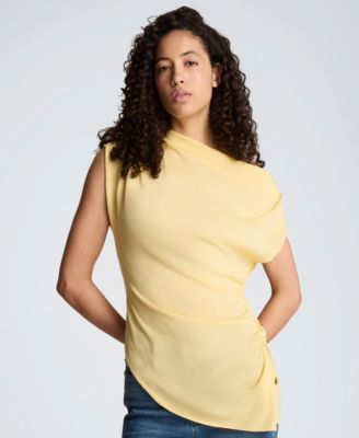 Women's Asymmetrical Drape Short-Sleeve Top