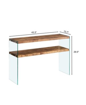 Streamdale MDF Console Table, Big Side Table, Walnut Tempered Glass Desk, Entry Table