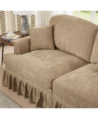 Chenille Sleeper Sofa with Ottomans