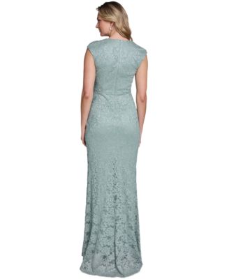 Women's Extended Cap-Sleeve Sweetheart Neck Side Tuck Gown