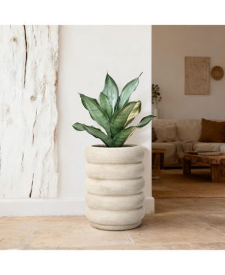 23" Tall Planter Pot, Beige Large Plant Pot with Drainage Hole and Rubber Plug, Modern Floor Pot for Plants for Home Garden Patio
