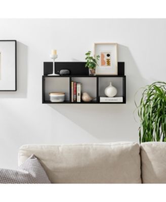 Modern 3 Cube Floating Wall Shelf with Display Ledge
