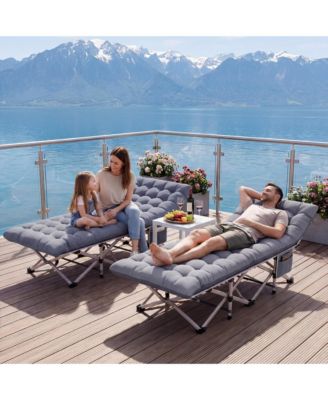 2-Piece Folding Bed & Camping Cots with Removable Cotton Mattress Indoor & Outdoor, 600lbs