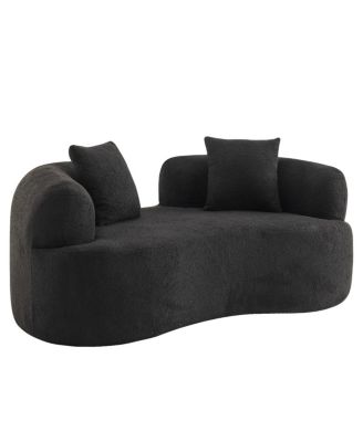  Curved Loveseat Sofa, Teddy Velvet, No-Assembly, 350 lbs Capacity