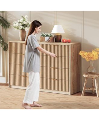 Modern 8-Drawer Dresser with Fluted Front