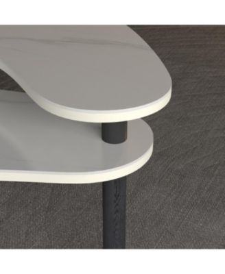 Contemporary rotatable cocktail table with solid rubber wood legs