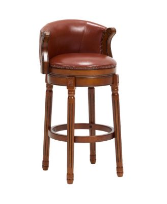Cow top Leather Wooden Bar Stools, 360 Swivel Bar Chair with Backs
