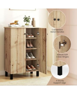 4-Tier Shoe Storage Cabinet with Removable Shelves & Doors
