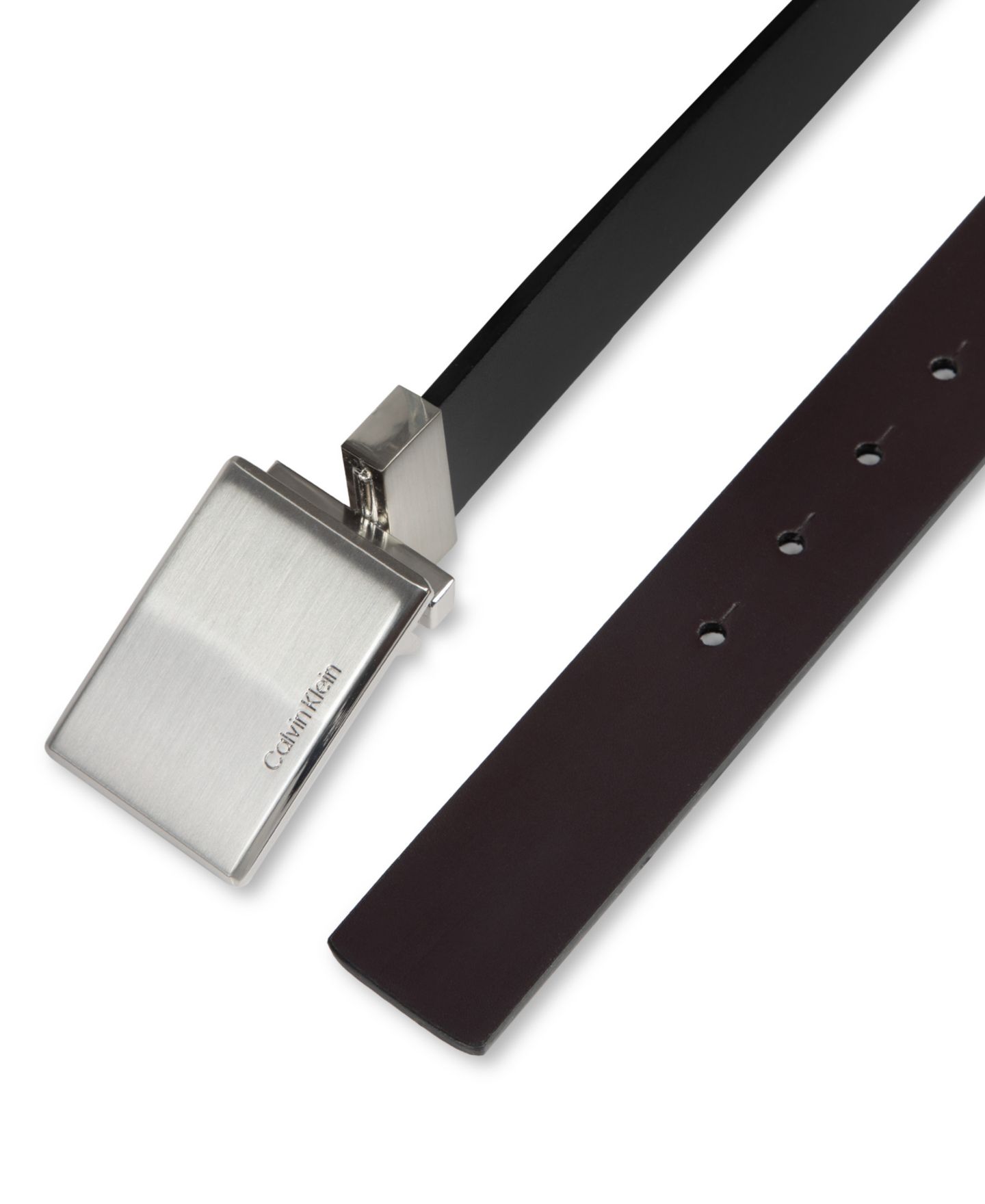 Ремень Calvin Klein Two-In-One Reversible Plaque Buckle Dress Belt для мальчиков, цвет: Чёрный / Коричневый — фото 6