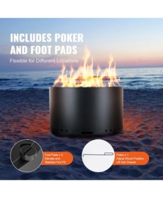 28-Inch Wood Burning Fire Pit with Removable Ash Pan, Stainless Steel Construction