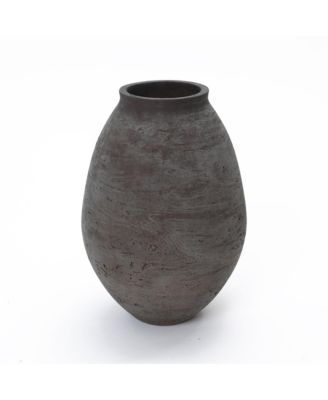 Antique Brown Cement Vase,Tall Rustic Home Accent for Tabletops and Open Shelving