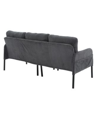 Oversized Corduroy Loveseat Sofa with Metal Legs & Side Pockets