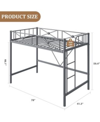 Twin Metal Loft Bed, Heavy-Duty Steel Frame with Safety Guardrails, Space-Saving Design for Kids Bedroom or Dorm