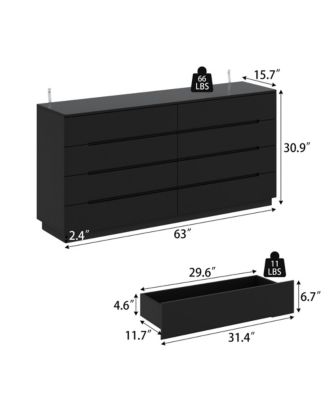 8-Drawer Wood Double Dresser Chest of Drawers