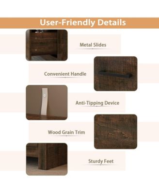 Brown 6-Drawer Finish Dresser Chest of Drawers Cabinet