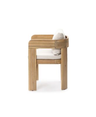 Set of 2 Outdoor Patio Chairs, Acacia Wood Accent Chairs with Cushions and Arms, Outdoor Dining Chairs for Porch, Balcony, and Garden