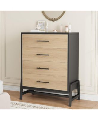38.6" Tall 4-Drawer Dresser, Freestanding Wooden Storage Chest for Closet, Bedroom Living Room Entryway Organizer