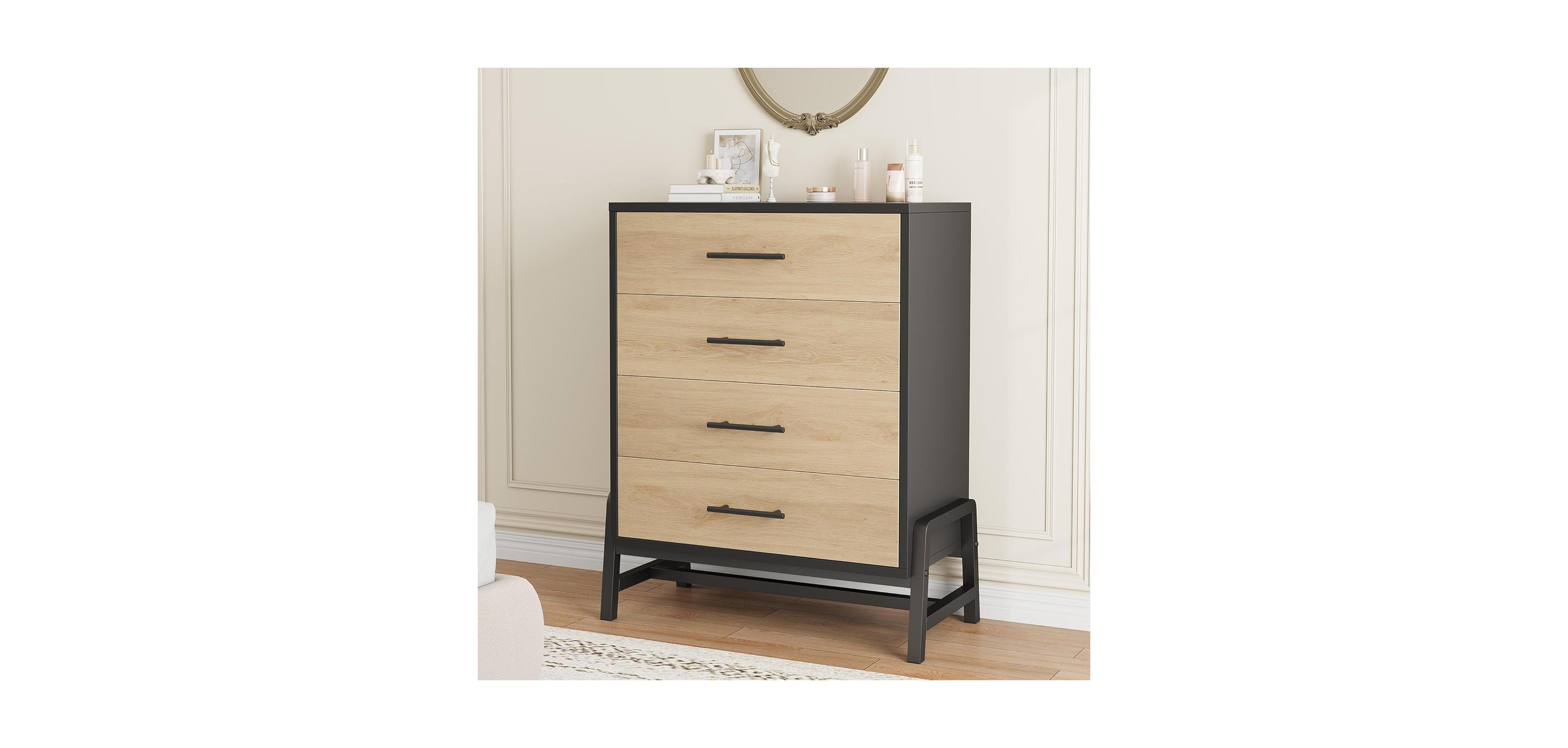 gaomon 38.6" Tall 4-Drawer Dresser, Freestanding Wooden Storage Chest for Closet, Bedroom Living Room Entryway Organizer