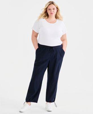Plus Size Wide-Leg Drawstring Pants